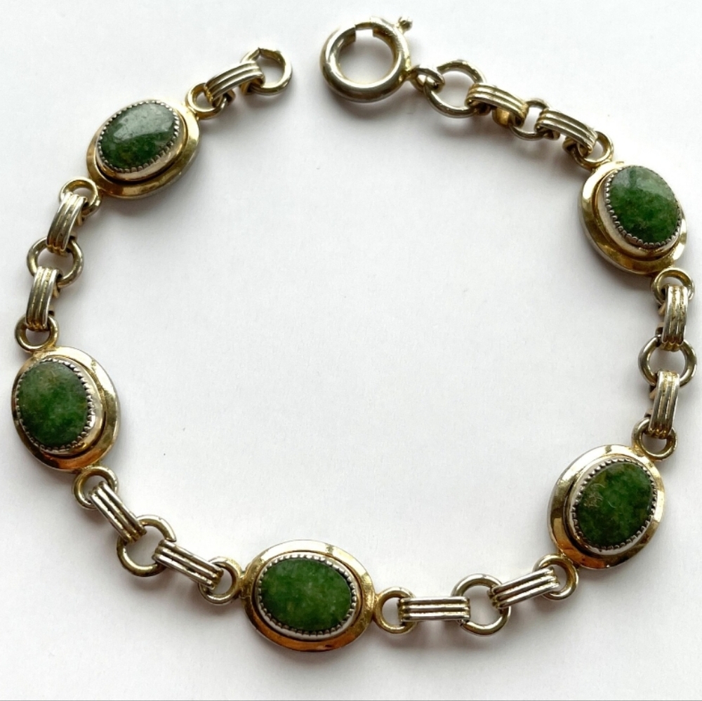Vintage Jade Gold Filled Bracelet
